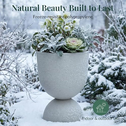 KOL 18 Inch Tall Planters, Beige Plastic Urn Planters, 2 Pack - color: Beige, size: Bundle: 18"+18"
