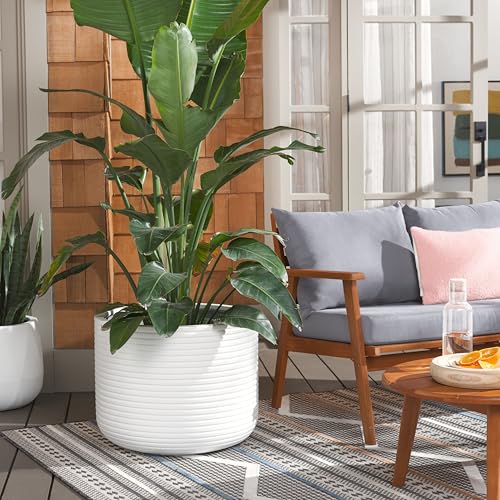 SAFAVIEH Outdoor Nardo Concrete Planter Pot, 22.8" White PAT1531C - color: White