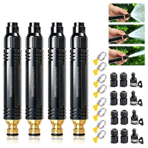 24 Pcs High Pressure Hose Nozzle, Metal Heavy Duty Adjustable Twist Hose Nozzle, Home High Pressure Car Wash Water Gun, Pressure Power Washer Lance Wand for Garden Hose & Outdoor Cleaning - color: 4PC