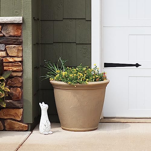 Sunnydaze Anjelica 24'' Large Plastic Planter Pot for Plants, Beige - color: Beige, size: 24 in