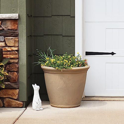 Sunnydaze Anjelica 24'' Large Plastic Planter Pot for Plants, Beige - color: Beige, size: 24 in