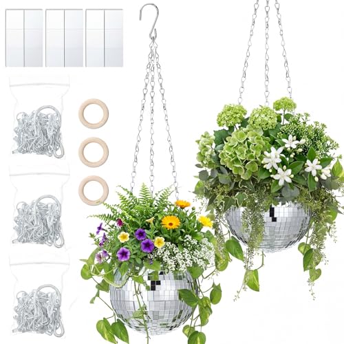 Novabright 2 Pcs 4" Self Watering Disco Ball Planters, Hanging Flower Pots - size: 8 Inch