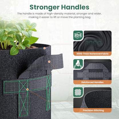 Jorvila 5-Pack 7 Gallon Grow Bags - color: Black, size: 7 Gallon