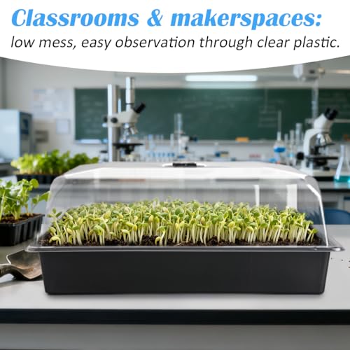 RooTrimmer 5-Pack No-Drip Seed Starting Trays with 4" Humidity Dome - size: 5p Trays+Domes+48 Cells