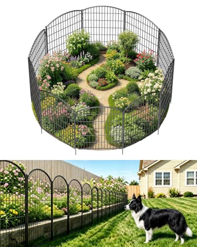 3-Layer Garden Fence with Gate 10 Panel 40in H×23ft L - size: 40 in (H)