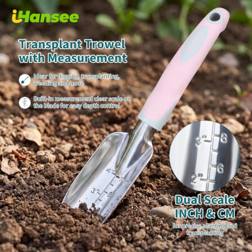 Pink Garden Tool Sets 4-Piece, Aluminum Gardening Hand Tool Kit - color: pink-4pcs