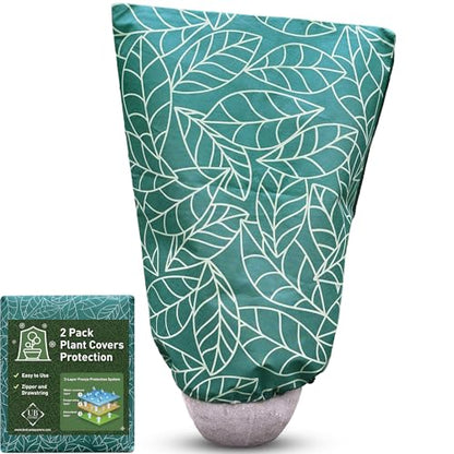 Plant Covers Freeze Protection 24"x32" | 2-Pack Winter Frost Blankets - size: 24 x 32 In