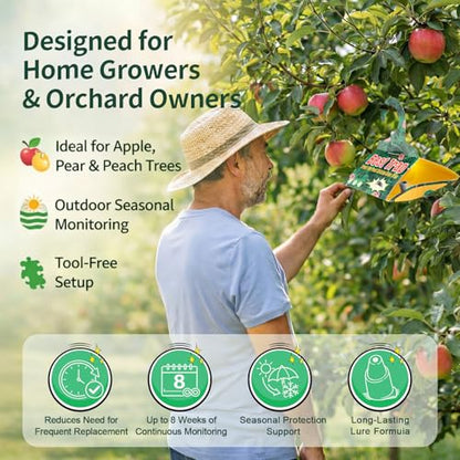 18 Pack Codling Moth Traps for Apple Trees with Pheromone Lures – Triangular Hanging Sticky for Apple Trees, Includes 18 Traps & 18 Lures, for Orchard & Garden Use - style: for Apple
