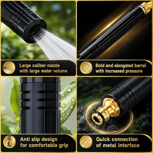 High Pressure Hose Nozzle for Garden Hoses, Adjustable Hose Nozzle Accessories for Fittings, Spray Nozzles for Car Washing, Yard, Garden, Window, and Outdoor Cleaning 2 Pack