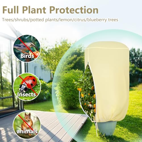 2 Pack Rounded Top Plant Covers Freeze Protection, 47"X72" Winter, Beige - size: Beige-47x72in-2PCS
