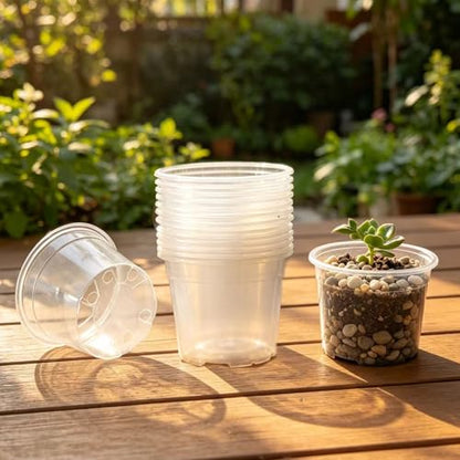 100 Pcs Seed Starter Pots Kit 2.75 Inch Clear Nursery Pots for Plants for Seedlings,Small Plastic pots for Plants,Succulents,Plastic Nursery Pots with Drainage Holes (Size B) - size: Size B