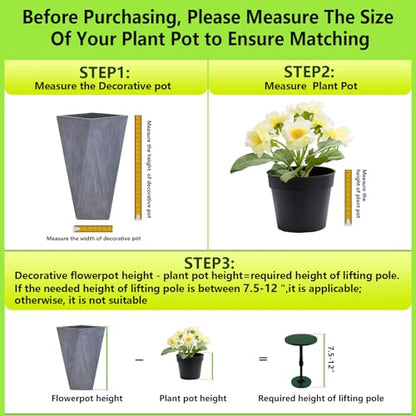 Axcoix Plant Risers for Inside Pots, 7.5-12" Rise Wooden Planter Inserts - size: Short Lift: 7.5-12" Rise - 1Pack