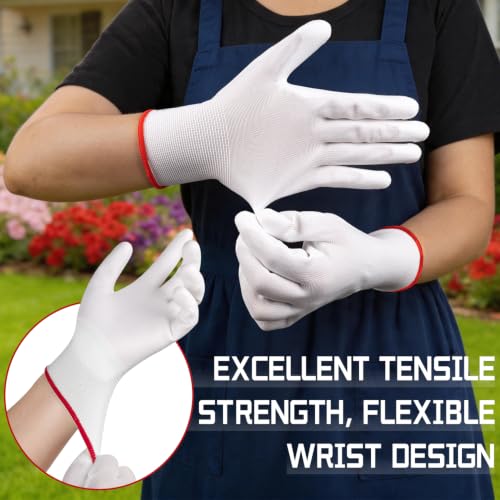 10 Pairs Gardening Gloves Breathable Light Duty Work Glove White - size: Medium