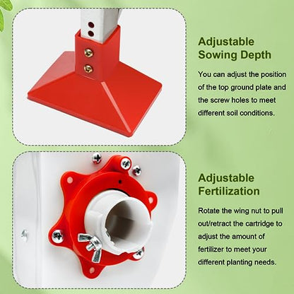 Manual Handheld Seeder Double Cylinder Seeder & Fertilizer Spreader Adjustable Handheld Seeder Fertilizer with Seeding 5 Molds Garden Plant Tool for Corn Peanut