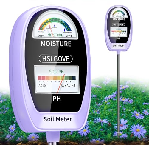 HSLGOVE Soil Test Kit, 2-in-1 Soil Moisture Meter/Soil PH Meter, Dual Screen Soil Tester, Soil Moisture Meter for Plants Watering/Gardening for Lawn,Farm Indoor&Outdoor Use-Deep Purple