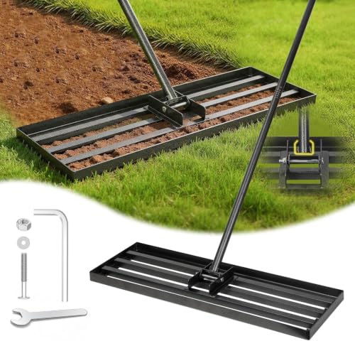 Lawn Leveling Rake,30x10-Inch Leveling Rake for Soil,74-in Handle