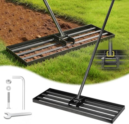 Lawn Leveling Rake,30x10-Inch Leveling Rake for Soil,74-in Handle