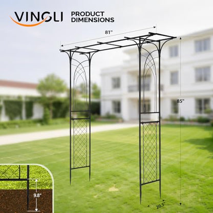 VINGLI Garden Arbor, Arch for Wedding Ceremony Party, Christmas Garden Decor Steel Garden Trellis for Plant Climbing, Arch for Garden, Backyard, Lawn, for Hallowmas (Flat Top) - style: Flat Top