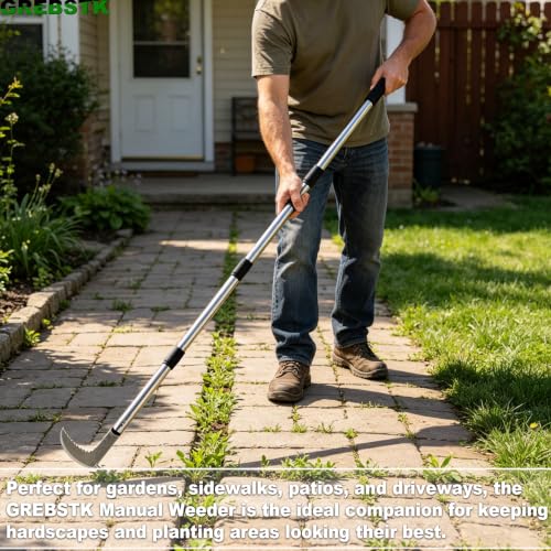 GREBSTK Crack Weeder Crevice Weeding Stainless Steel Tool Adjustable, 63 in