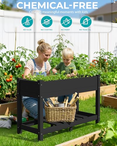 SERWALL Raised Garden Bed with Legs Set of 2-Black - color: Black, size: 2 pack