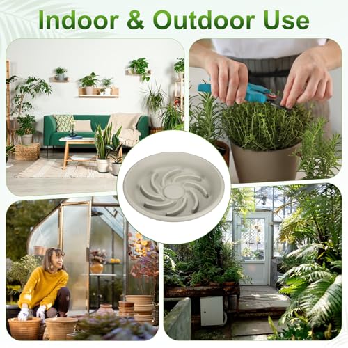 M METERXITY 2-Pack Plant Saucer, 7.3 Inch/ 18.5cm Plastic Plant Trays Thicker for Pots/Indoor/Outdoor/Water Drainage and Protection, Flowerpot Drip Tray [Grayish White] - size: 7.28 in