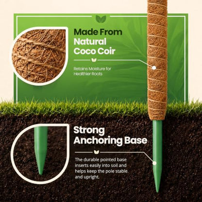 2 Pack 48'' Moss Pole Monstera Plant Support for Climbing Indoor Plants - size: 2-Pack (48 in)