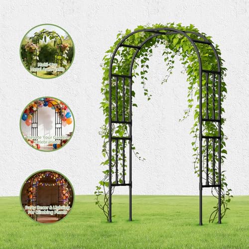 Square Tube Metal Garden Arbor Trellis,5.9x7.9FT - color: 5.9 FT L/Black, size: Full Arch