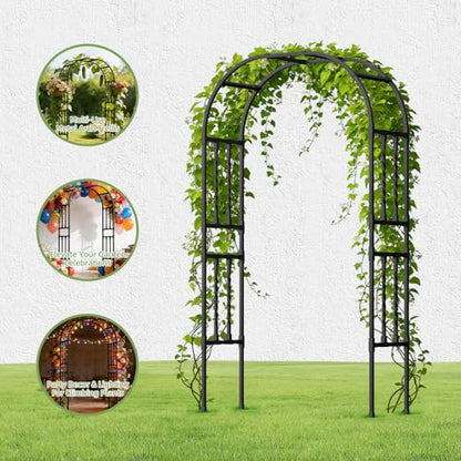 Square Tube Metal Garden Arbor Trellis,5.9x7.9FT - color: 5.9 FT L/Black, size: Full Arch