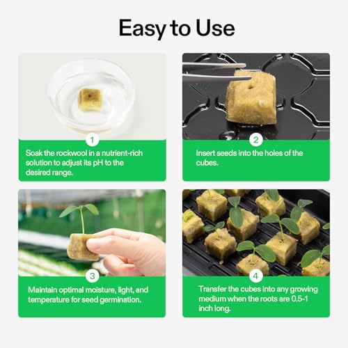 VIVOSUN 1.6 Inch Rockwool Cubes, Grow Cubes for Hydroponics, Cuttings, Cloning, Plant Propagation, Seed Startling, 8 Sheets 224 Plugs (Pack of 2) - size: 1.6"-224 Plugs (Pack of 2)