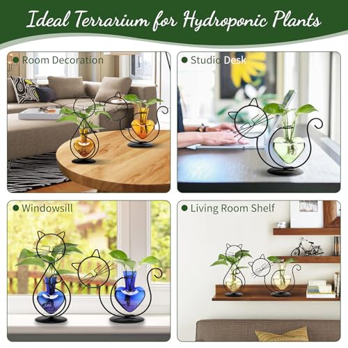 Plant Terrarium Propagation Station Gifts for Women Cat Lover - color: Transparent-09