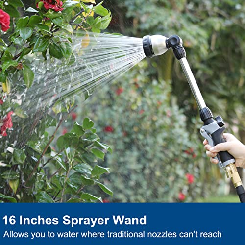 FANHAO Garden Hose Nozzle Thumb Control +16 Inches Metal Garden Hose Wand