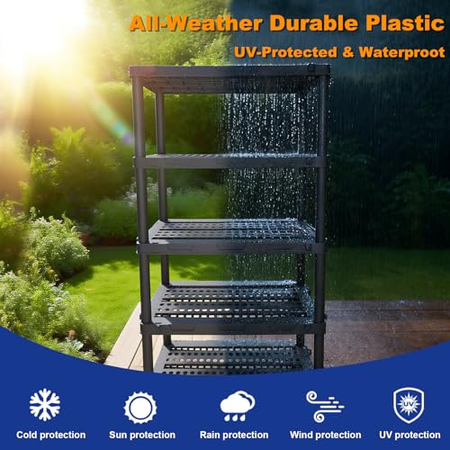 Plastic Storage Shelves, Heavy Duty Shelving Units, 700LBS - size: 5 Tier(larger size)