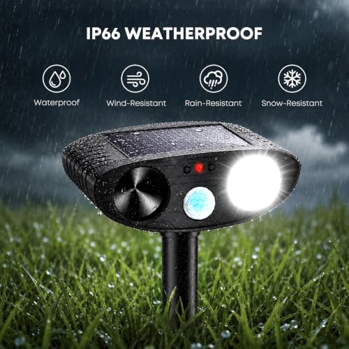 2026 Upgraded Solar Ultrasonic Animal Repeller Outdoor, Black, 2-Pack