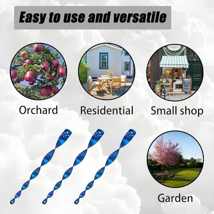 15Pcs 12inch Blue Spiral Bird Repellent Reflective Scare Rods - color: Blue