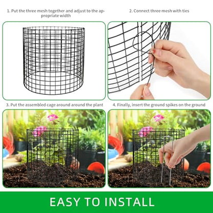 18Pcs Plant Protectors from Animals,13.5" Dia X 14.3" H Metal Plant Cages for Outdoor Plants Plant Cage & Supports Keep Animal Out Garden Wire Mesh Protection from Rabbit Chicken Squirrel Tree Flower