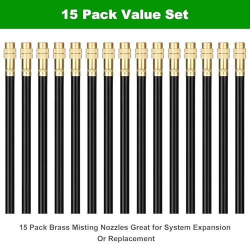 Brass Misting Nozzles for 5/16 Inch Drip Irrigation Tubing, 360° Adjustable Rotating Sprayers for Garden, Greenhouse & Outdoor Cooling, 15 Pack - style: 5/16 Brass Misting Nozzles