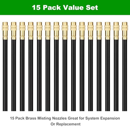 Brass Misting Nozzles for 5/16 Inch Drip Irrigation Tubing, 360° Adjustable Rotating Sprayers for Garden, Greenhouse & Outdoor Cooling, 15 Pack - style: 5/16 Brass Misting Nozzles