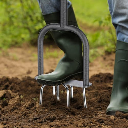 Dolibest Manual Twist Tiller, All-Steel Garden Claw Cultivator with 6 Curved Claws and Soft Rubber Handle, Hand Tiller Garden Claw for Gardening Bed and Plant Box (39'') - color: Manual Twist Tiller with D-Shape-2