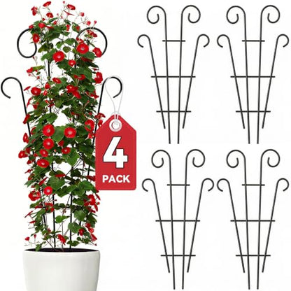 Thealyn 4 Pack 32 Inch Tall Metal Plant Trellis for Potted Plants - size: 32 inch