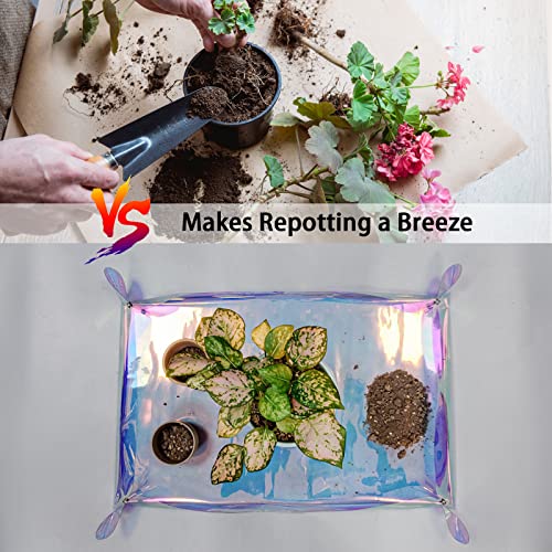 Repotting Mat for Indoor Plants Iridescent Plant Potting Mat Waterproof Potting Repotting Tray Gardening Gifts Mat Cactus Succulent,Orchid Potting Soil Mix Mess Control, 25.6" Garden Tool, Pots Mat