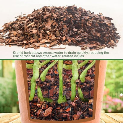 9qt Orchid Bark Horticultural Grade- Natural Mulch for Potted Plants, Root Development of Orchid Plants and Garden Soil Amendment Mix - size: 9 Quarts