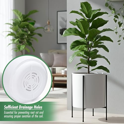 D'vine Dev Plastic Planter Pot with Metal Stand, White, 14 in, 55-D-A-4 - color: White, size: 14 Inch