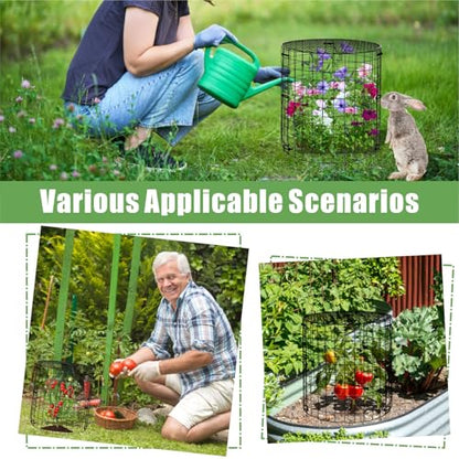 6 Packs Garden Plant Protectors from Animals,Metal Plant Cage, 11.8"x 12.6" - color: Black-6