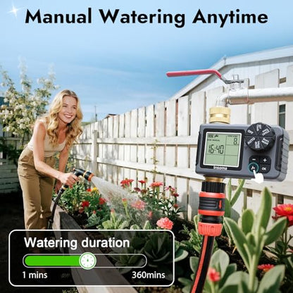 Water Timer for Garden Hose with 100% Metal Pipe, Programmable Sprinkler Controller for Garden Faucet with Auto/Manual/Rain Delay Mode, Irrigation Timers for Lawn, Yard, Outdoor Plants - size: 1-Zone-MAX