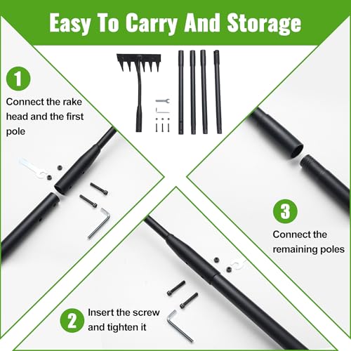 Weeding Rake for Gardening, 70 Inch Weed Puller Tool with Long Handle for Weeding Loosening Soil Cultivating Heavy Duty Metal 6 Tines Weeder for Backyard, Lawn, Garden Beds - size: 6tines