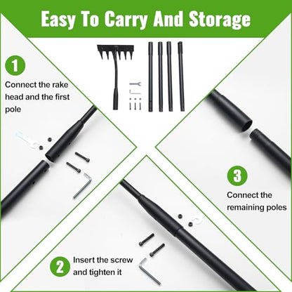 Weeding Rake for Gardening, 70 Inch Weed Puller Tool with Long Handle for Weeding Loosening Soil Cultivating Heavy Duty Metal 6 Tines Weeder for Backyard, Lawn, Garden Beds - size: 6tines