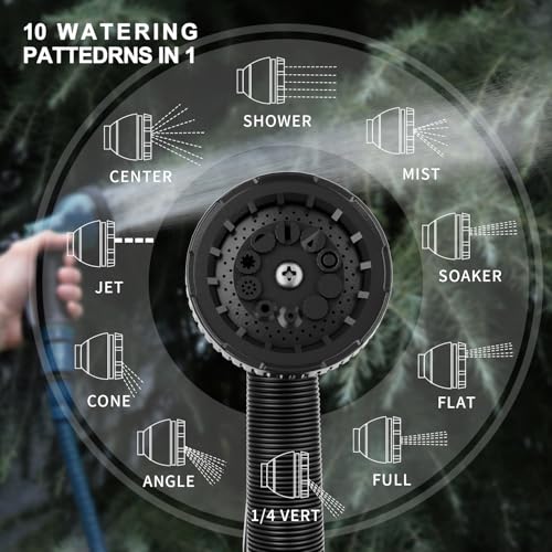 Besiter Garden Hose Nozzle Sprayer 10 Watering Patterns Spray Nozzles Heavy Duty Hose Head Lightweight Hose Attachment 2 Pack - color: Blue Black