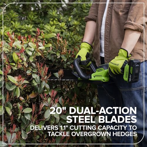 Greenworks 24V 20in Hedge Trimmer, 2.0 Ah Battery and Charger Included - size: 20 in, style: With 2Ah Battery