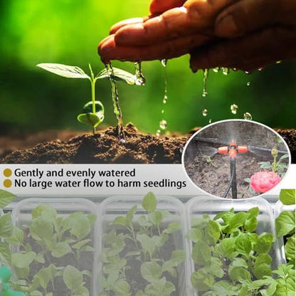Drip Irrigation Kit Automatic Watering System with Water Timer 64FT 1/4 Tubing and 12 Rain Spray Watering Nozzles in 4 Directions for Potted Plants Yard Lawn Juvenile Plants Greenhouse Mist - size: 1t