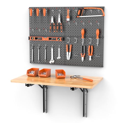 Ultrawall Heavy Duty Folding Workbench with Pegboard, Wall Mount Work Table - size: 32"x18" workbench